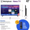 imageWestinghouse Edgeless Roku TV  43 Inch Smart Television 1080P LED FHD wWiFi ampamp Mobile App Connectivity Flat Screen Compatible wApple AirPlay Alexa ampamp Google Assistant43 Inch