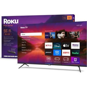 imageRoku Smart TV 2025  65Inch Plus Series MiniLED TV  RokuTV with Enhanced Voice Remote  Flat Screen 4K QLED Television with Dolby Vision ampamp WiFi for Streaming Live Local News SportsTV only