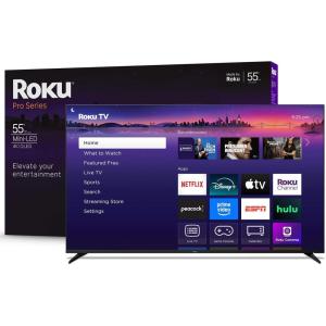 imageRoku Smart TV 2025  65Inch Pro Series MiniLED TV  RokuTV with Backlit Voice Remote Pro  Flat Screen 4K QLED Television with 120Hz Refresh Rate ampamp Dolby Vision IQ Live News Sports EntertainmentTV only