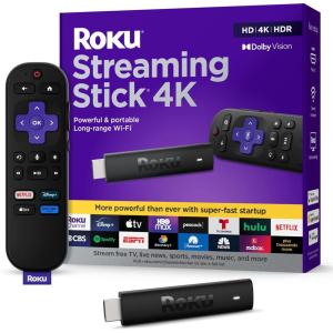 imageRoku Streaming Stick 4K  HDR ampamp Dolby Vision Roku Streaming Device for TV with Voice Remote ampamp LongRange WiFi  Free ampamp Live TV4K  Dolby Vision