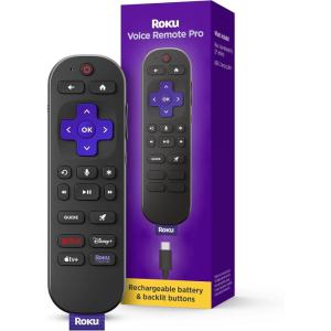 imageRoku Voice Remote Pro 2nd Ed  Rechargeable TV Remote Control with Handsfree Voice Controls Backlit Buttons ampamp Lost Remote Finder  Replacement Remote Compatible with All Roku TV Players ampamp AudioVoice Remote 2024