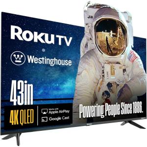 imageWestinghouse Roku TV  50 Inch Smart TV 4K UHD QLED Television wHDR 10 Dolby Vision WiFi ampamp Mobile App Connectivity Flat Screen Compatible wApple HomeKit Alexa ampamp Google Assistant43 Inch  QLED