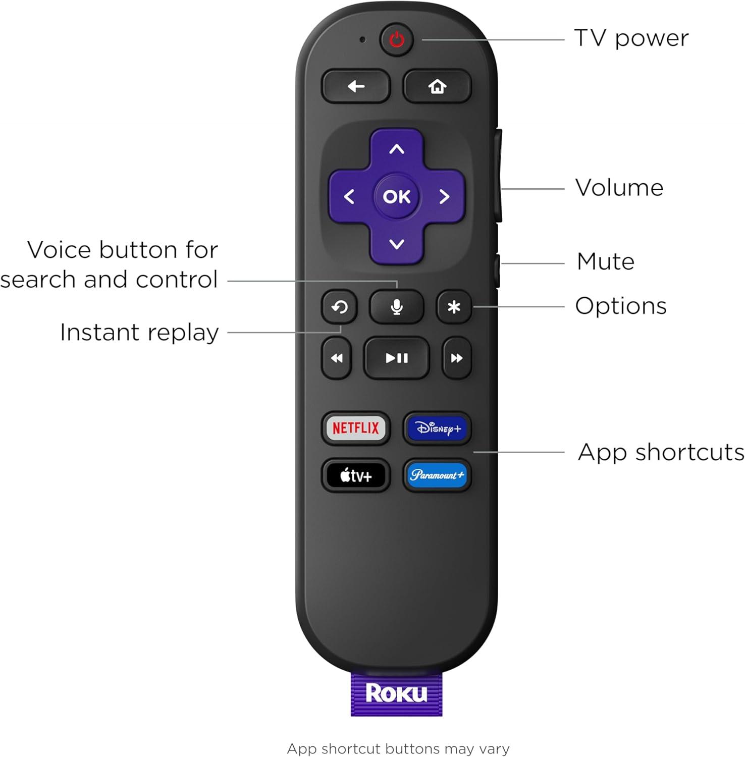 imageRoku Streaming Stick 4K Streaming Device with Voice Remote ampamp Indoor Camera Bundle