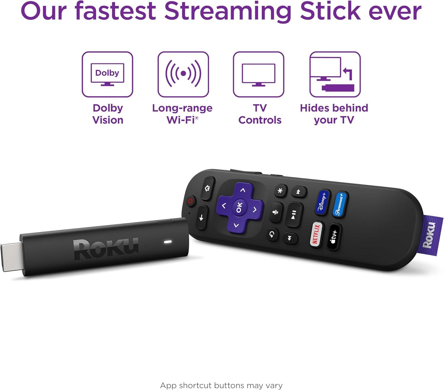 imageRoku Streaming Stick 4K Streaming Device with Voice Remote ampamp Indoor Camera Bundle