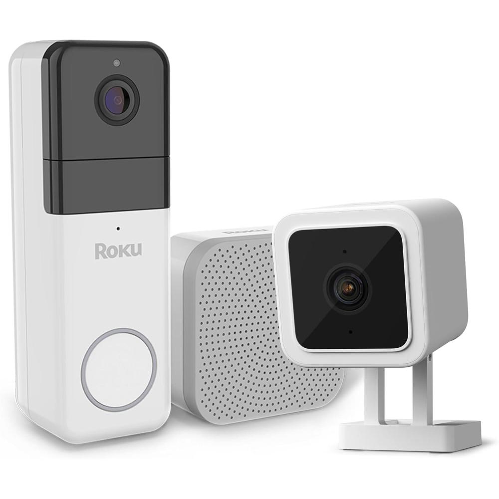imageRoku 1080p HD Wired Outdoor Camera ampamp Smart Home Wireless Video Doorbell Bundle