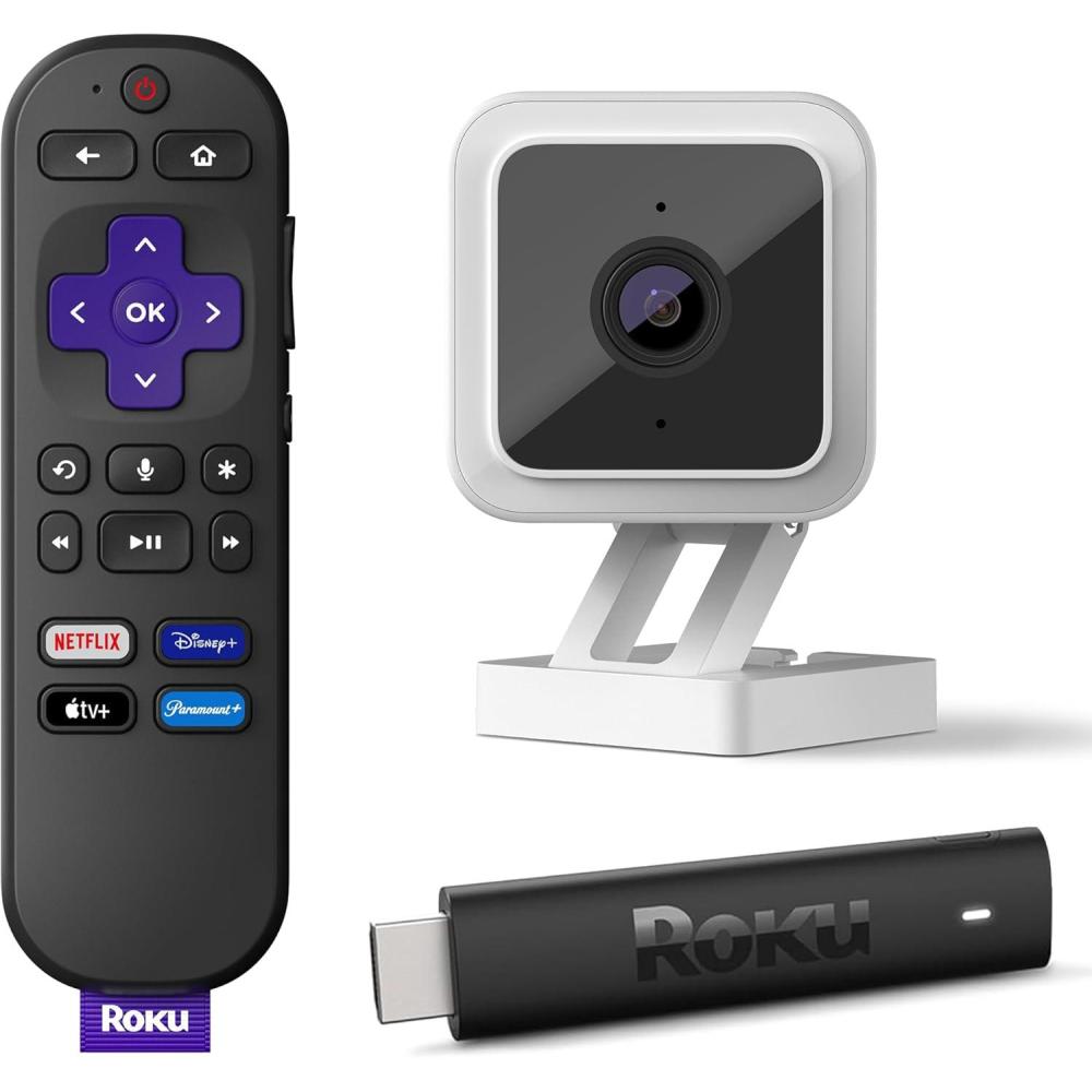 imageRoku Streaming Stick 4K Streaming Device with Voice Remote ampamp Indoor Camera Bundle