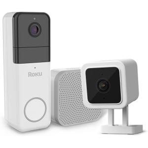 imageRoku 1080p HD Wired Outdoor Camera ampamp Smart Home Wireless Video Doorbell Bundle