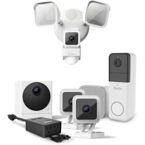 imageRoku Indoor Camera 2Pack Wireless Video Doorbell Outdoor Camera Floodlight Camera amp Smart Plug Bundle