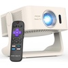 image:imageMiroir Roku TV Smart Projector with WiFi and Bluetooth 150 ANSI Dolby Audio 270 Rotatable Stand Auto Keystone amp Zoom  Portable Mini Outdoor Movie Projector with Roku Streaming BuiltinIvory white