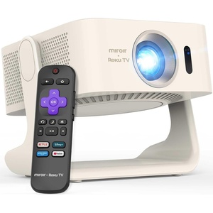 image:imageMiroir Roku TV Smart Projector with WiFi and Bluetooth 150 ANSI Dolby Audio 270 Rotatable Stand Auto Keystone amp Zoom  Portable Mini Outdoor Movie Projector with Roku Streaming BuiltinIvory white